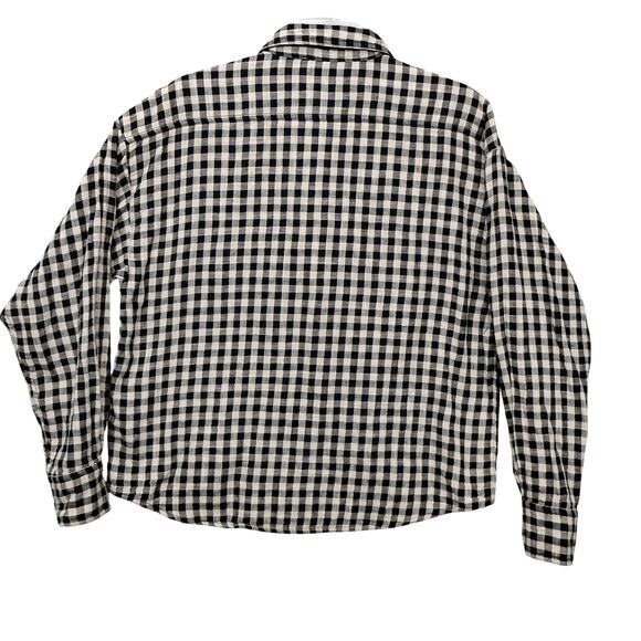 Knowledge Cotton Apparel Gingham Button Down Shirt Size Medium Beige and Black - Picture 8 of 9